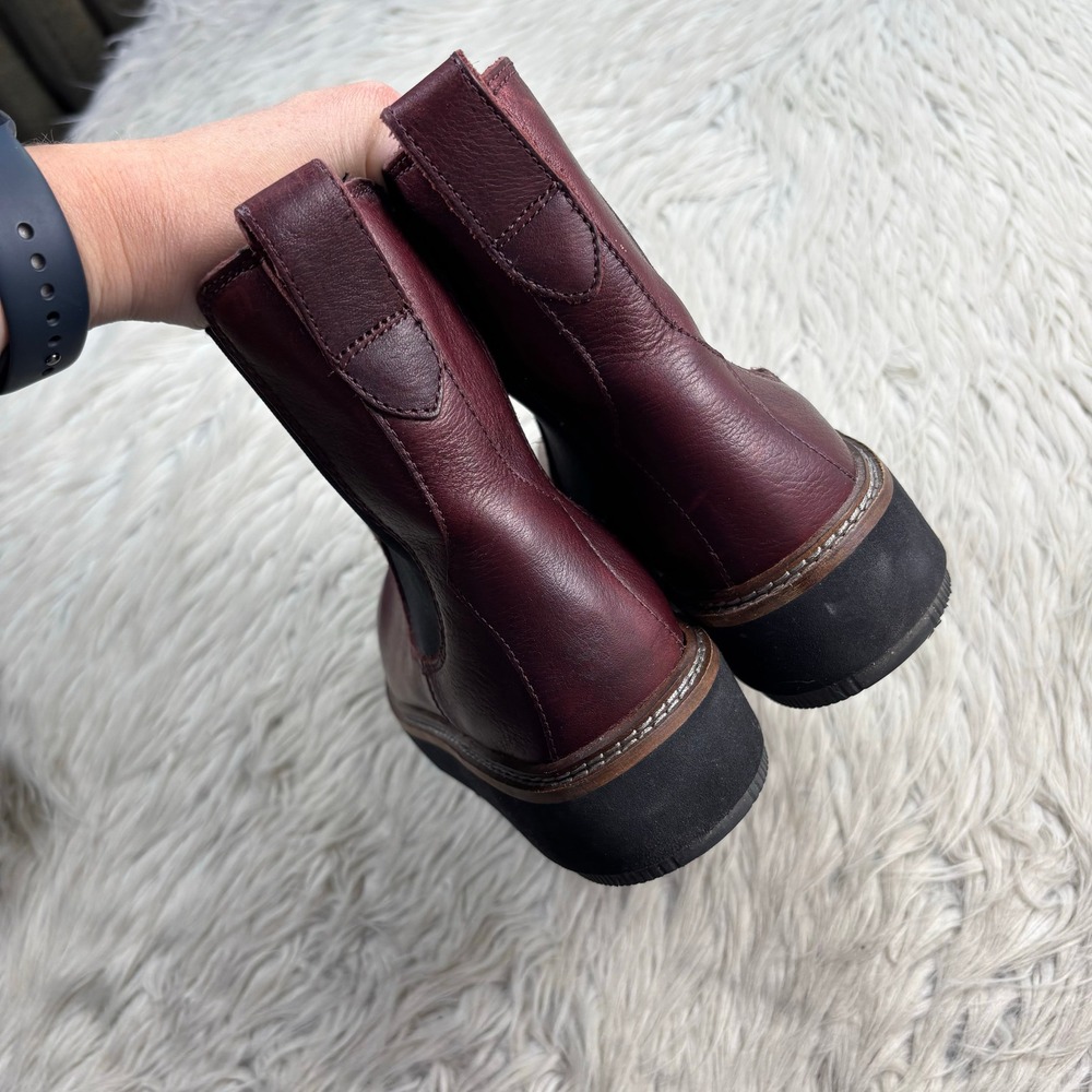 Clarks Women's 9 Burgundy Orianna Up Chelsea Boots Oxblood Grunge Fall Moto - Picture 5 of 7